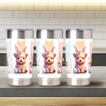 Trendig Brushstroke Påsk Highland Cow 20oz