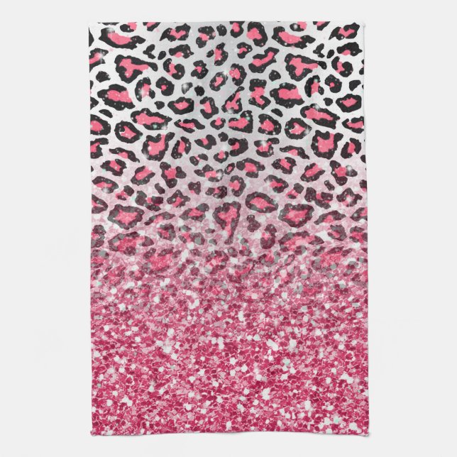 trendig Bubbelgum rosa leopard djurtryck Kökshandduk (Vertikal)
