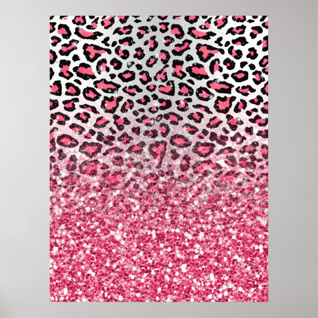 trendig Bubbelgum rosa leopard djurtryck Poster (Framsidan)