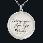 Trendig Budens mamma alltid din lilla flicka Silverpläterat Halsband<br><div class="desc">Necklace med det här talesättet: "Alltid din lilla flicka" personlig med namn och bröllop dejt. Det är en vacker personlig till Budens mamma.</div>