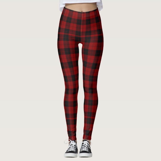 Trendig Buffalo Play Red Black Checks Lumberjack Leggings (Framsida)