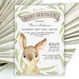 Trendig Bunny Rabbit Theme Baby Shower Inbjudningar