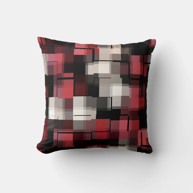 Trendig Burgundy Black White Abstrakt Play Kudde (Framsida)