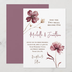 Trendig Burgundy Flowers Christian Bible Bröllop Inbjudningar