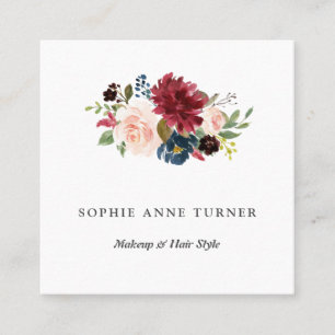 Trendig Burgundy Flowers Professionell Beauty Salo Fyrkantigt Visitkort