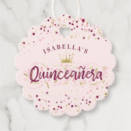 Trendig  Burgundy & Guld Confetti Quinceañera Gåvor Etiketter