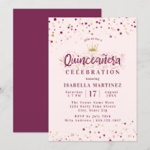 Trendig Burgundy & Guld Confetti Quinceañera