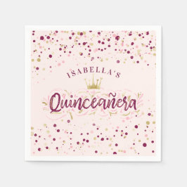 Trendig  Burgundy & Guld Confetti Quinceañera Pappersservett