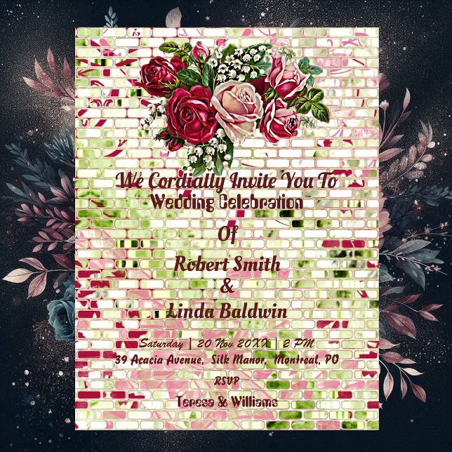 Trendig Burgundy Red Rustic Ro Blommigt Inbjudningar (Trendy Burgundy Red Rustic Rose Floral Invitation)