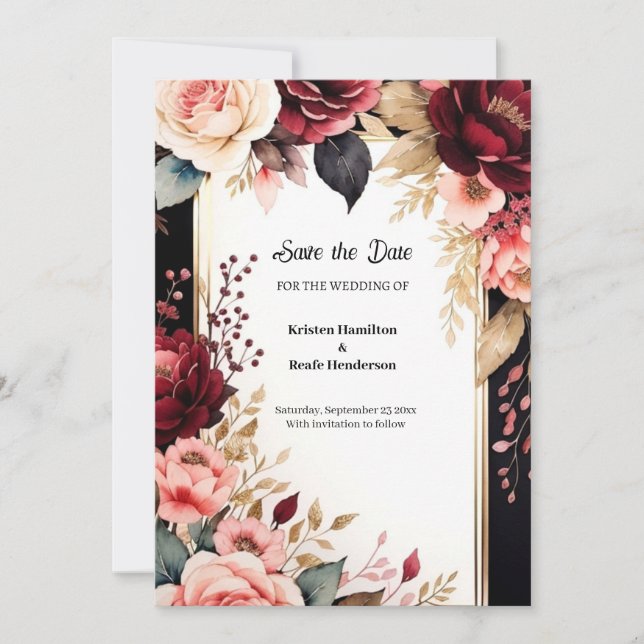 Trendig Burgundy Typografi Spara Datumet (Framsida)