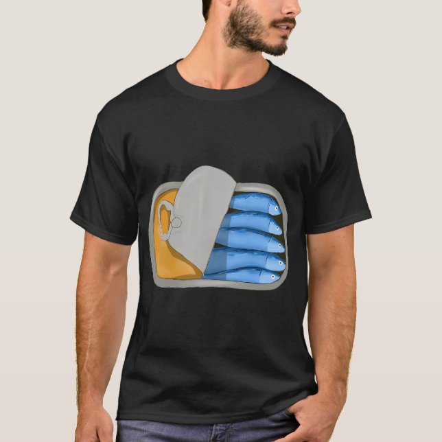 trendig burk sardiner t shirt (Framsida)