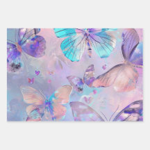 Trendig Butterflies Wrapping Papper Flat Lakan av 