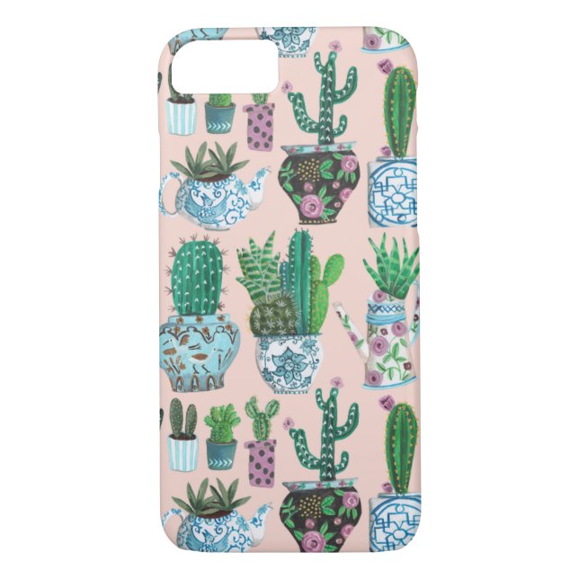 Trendig Cactus mönster | Telefon 7 Fodral Case-Mate iPhone Skal (Baksida)