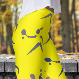 Trendig Cadmium Gult Womens Tennis Mönster Leggings