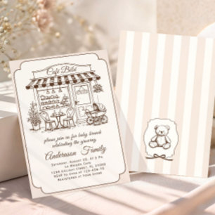 Trendig Café Bebe Fransk Kaffebar Baby Shower Inbjudningar