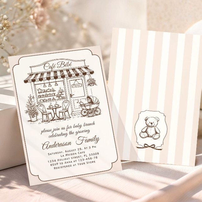 Trendig Café Bebe Fransk Kaffebar Baby Shower Inbjudningar (Skapare uppladdad)
