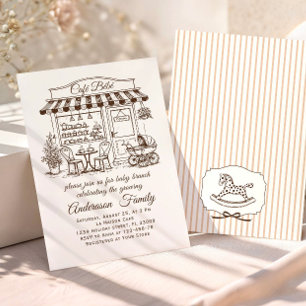 Trendig Café Bebe Fransk Kaffebar Baby Shower Inbjudningar