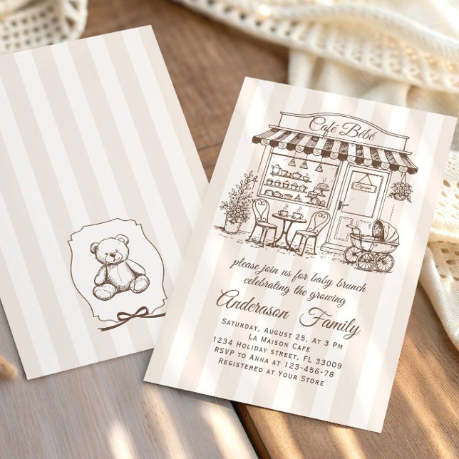 Trendig Café Bebe Fransk Kaffebar Baby Shower Inbjudningar (Skapare uppladdad)