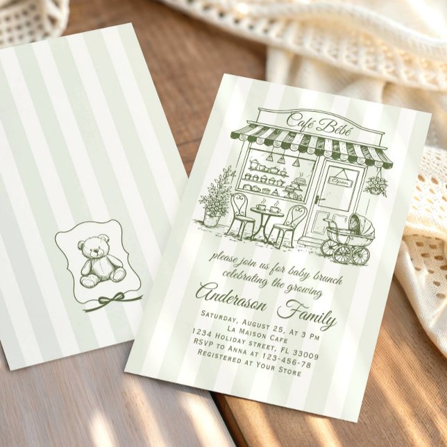 Trendig Café Bebe Fransk Kaffebar Baby Shower Inbjudningar (Skapare uppladdad)