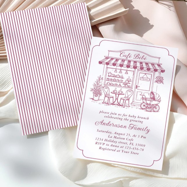 Trendig Café Bebe Fransk Kaffebar Baby Shower Inbjudningar (Skapare uppladdad)