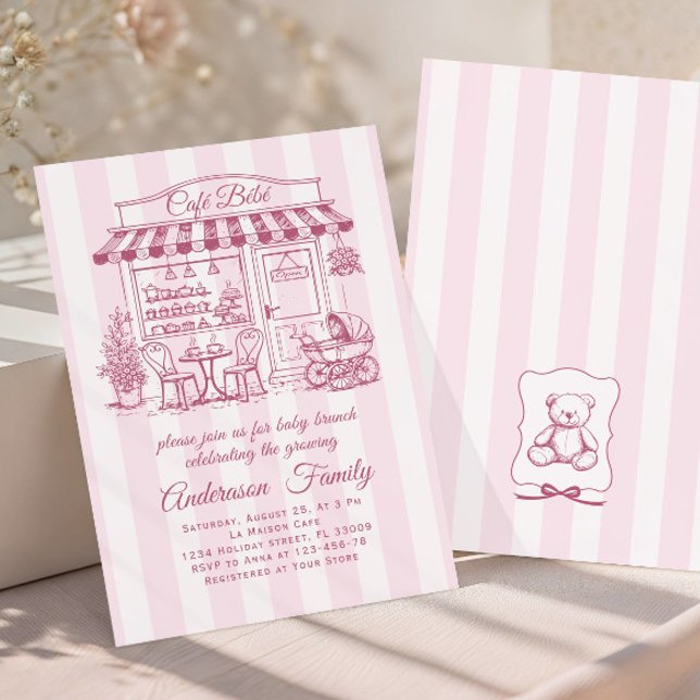 Trendig Café Bebe Fransk Kaffebar Baby Shower Inbjudningar (Skapare uppladdad)