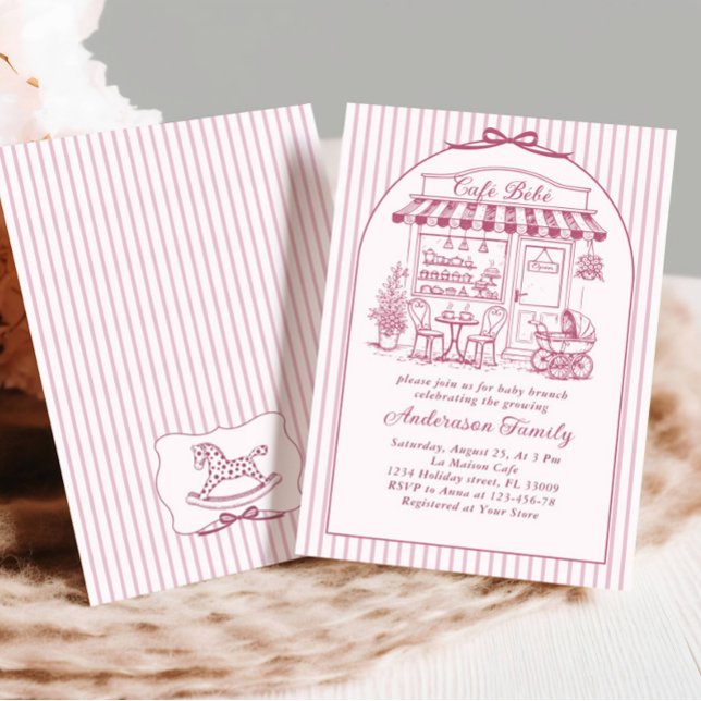 Trendig Café Bebe Fransk Kaffebar Baby Shower Inbjudningar (Skapare uppladdad)