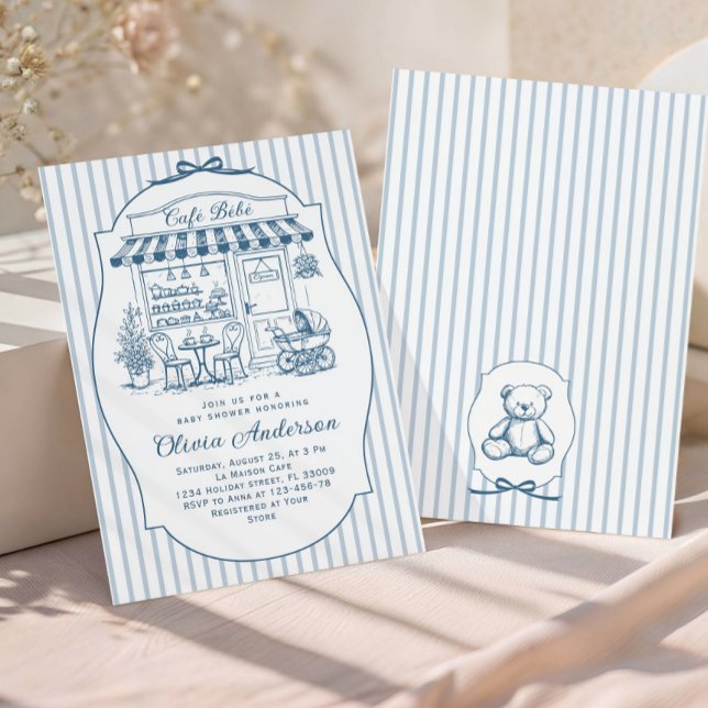Trendig Café Bebe Fransk Kaffebar Baby Shower Inbjudningar (Skapare uppladdad)