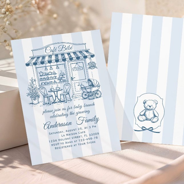 Trendig Café Bebe Fransk Kaffebar Baby Shower Inbjudningar (Skapare uppladdad)