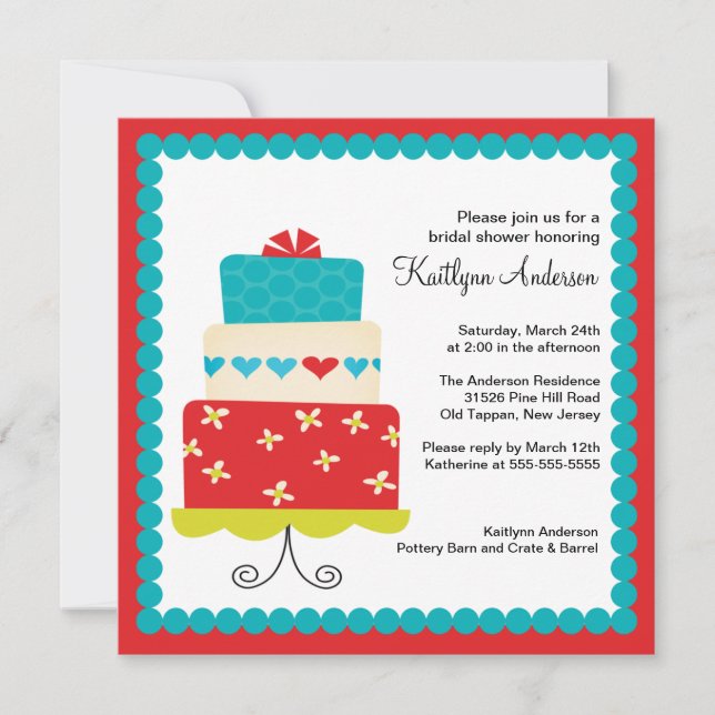 Trendig Cake Inbjudningskort för möhippan (Framsida)