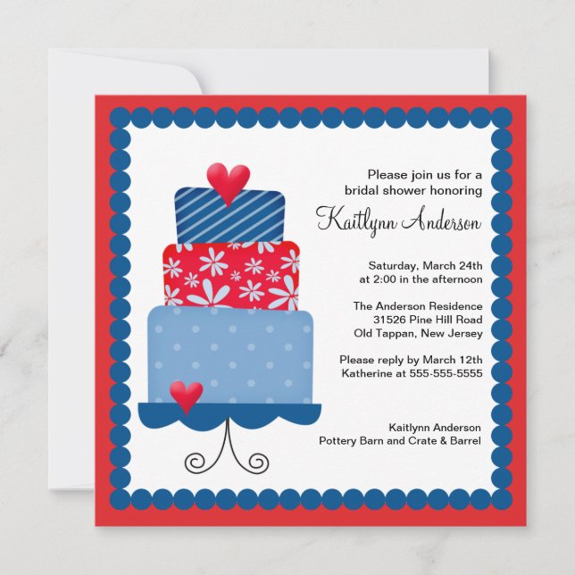 Trendig Cake Inbjudningskort för möhippan (Framsida)