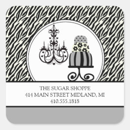 Trendig Cakery Zebra tryck Product Label Stickers Fyrkantigt Klistermärke