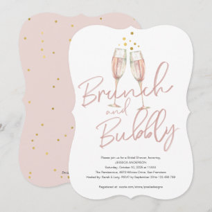 Trendig calligraphy brunch och bubbelbaserad möhip inbjudningar