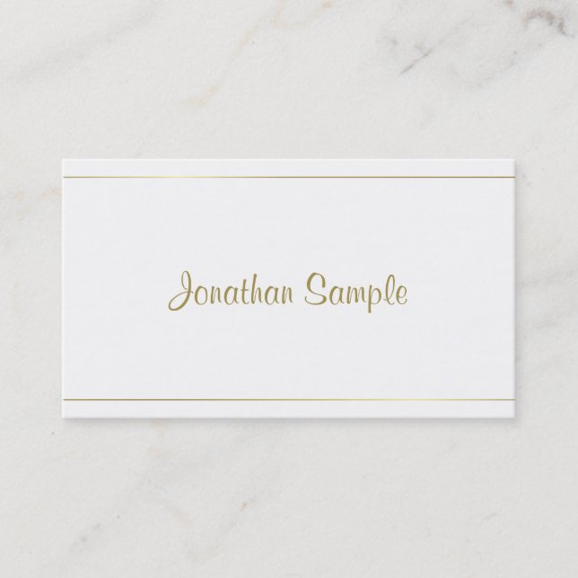 Trendig Calligraphy Guld Script Glamor Luxe Design Visitkort (Framsida)