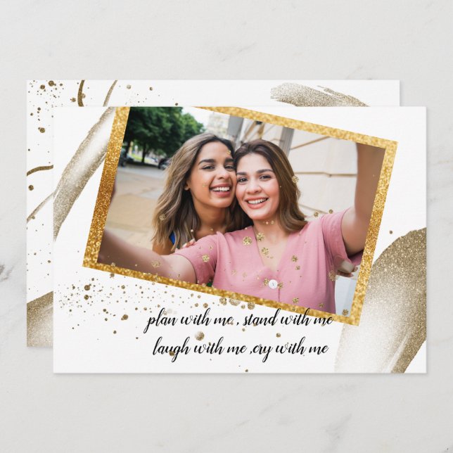 trendig Calligraphy kommer att vara min bridesmaid Inbjudningar (Fram/baksida)