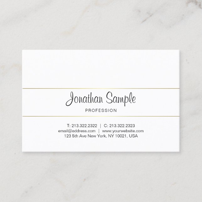 Trendig Calligraphy Script Guld Design Luxury Plai Visitkort (Framsida)