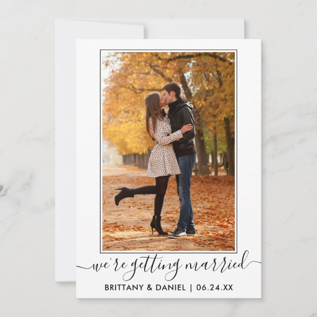 Trendig Calligraphy-skript Gifta sig Spara Datumet (Framsida)