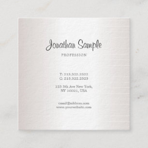 Trendig Calligraphy Sleek Design Glamor Silver Fyrkantigt Visitkort