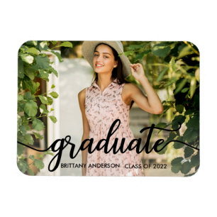 Trendig Calligraphy Studenten Photo Announcement Magnet