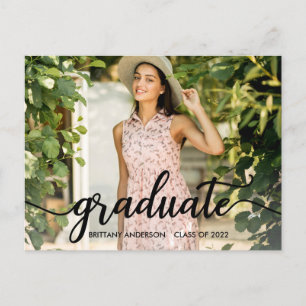 Trendig Calligraphy Studenten Photo Announcement Vykort