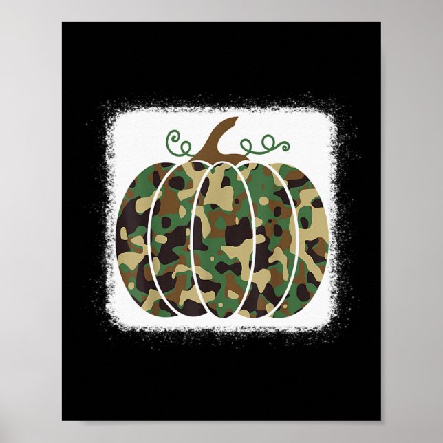 Trendig Camo Skriv ut Pumpkin Cute Fall Gift for H Poster (Framsidan)