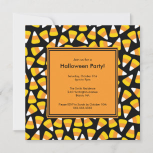 Trendig Candy corn Halloween-inbjudan Inbjudningar
