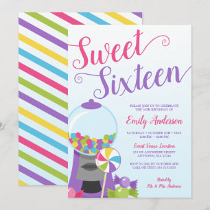 Trendig Candy Sweet 16 Inbjudningar