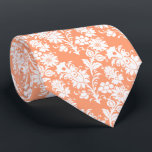 Trendig Cantaloupe Blommönster Marskalkar Bröllop Slips<br><div class="desc">Den här apper-marskalkarna har ett vitt blommönster på trendigets kantaloupe-bakgrund.</div>