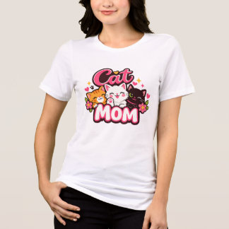 Trendig Cat Mom T-Shirt | Söt Färgrik Katt Tröja