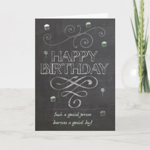Trendig Chalk Board Effect Birthday Hälsning Kort