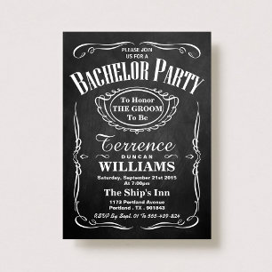 Trendig Chalkboard Typography Bachelor Party Inbjudningar