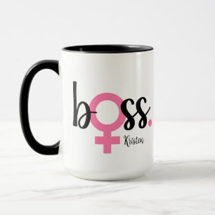 Trendig Chef Mugg Dam Modern Typografi Rosa Black