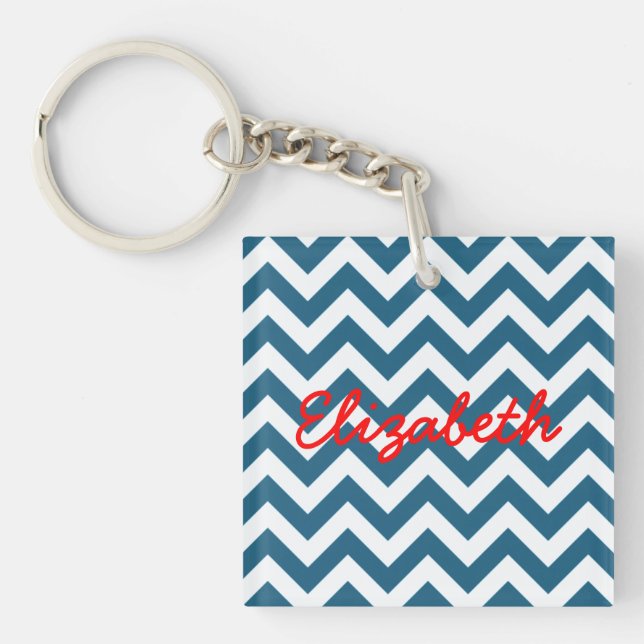 Trendig Chevron-akrylisk nyckelkedja (Framsidan)