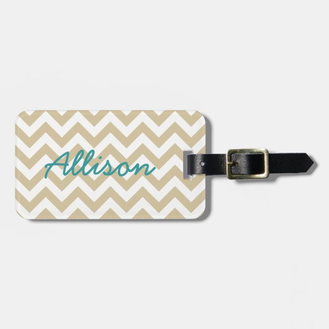 Trendig Chevron Luggage Tag Bagagebricka (Horisontell Framsida)
