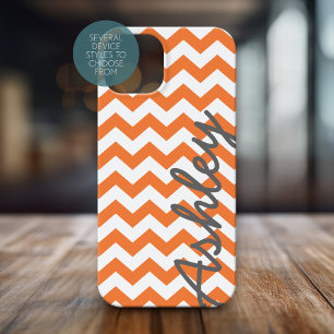 Trendig Chevron Mönster med namn - orange grått